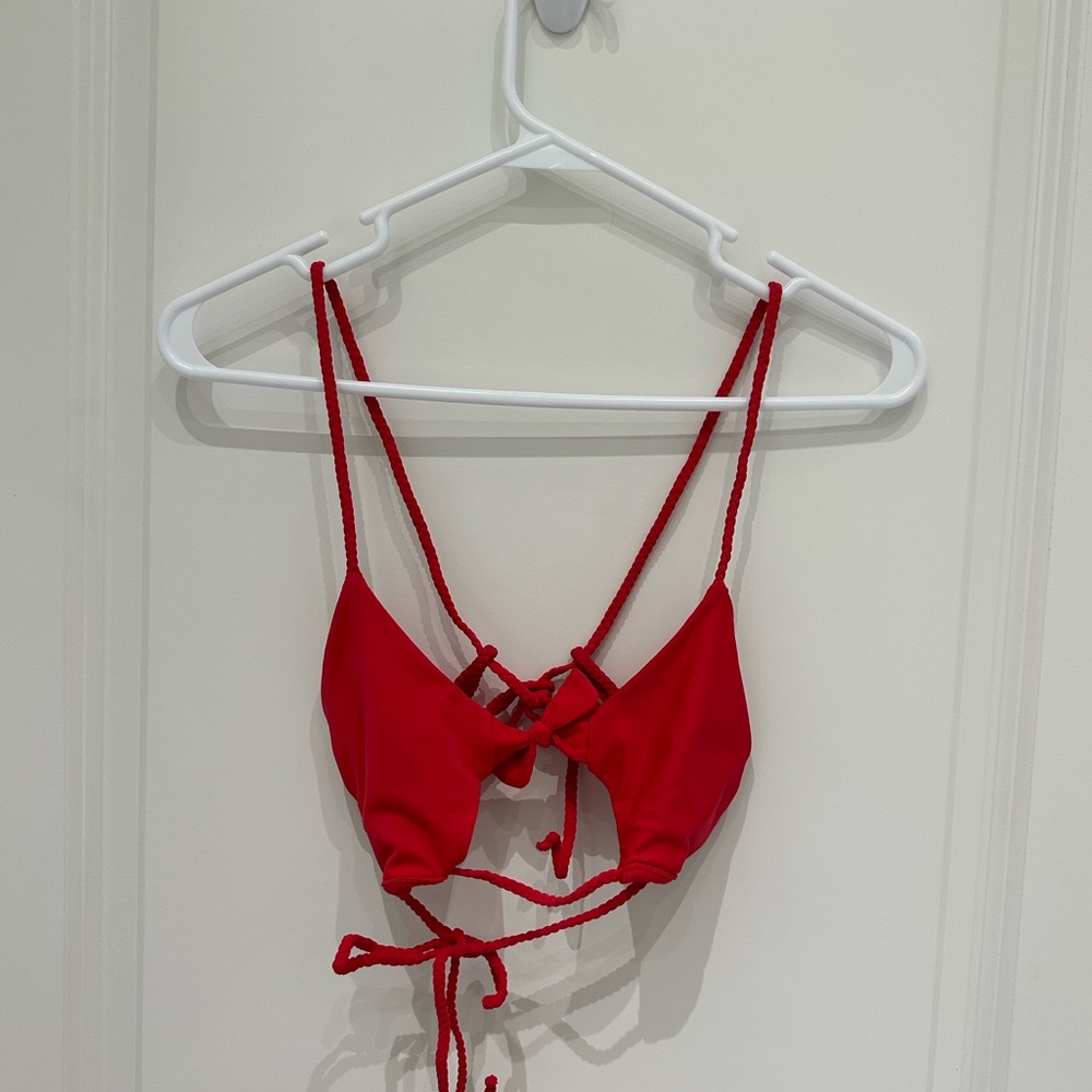 Red Tie Up Bikini Top